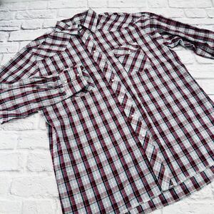 Wrangler Men's Long Sleeve Button Up Western Shirt XLT Red/Black/White Plaid